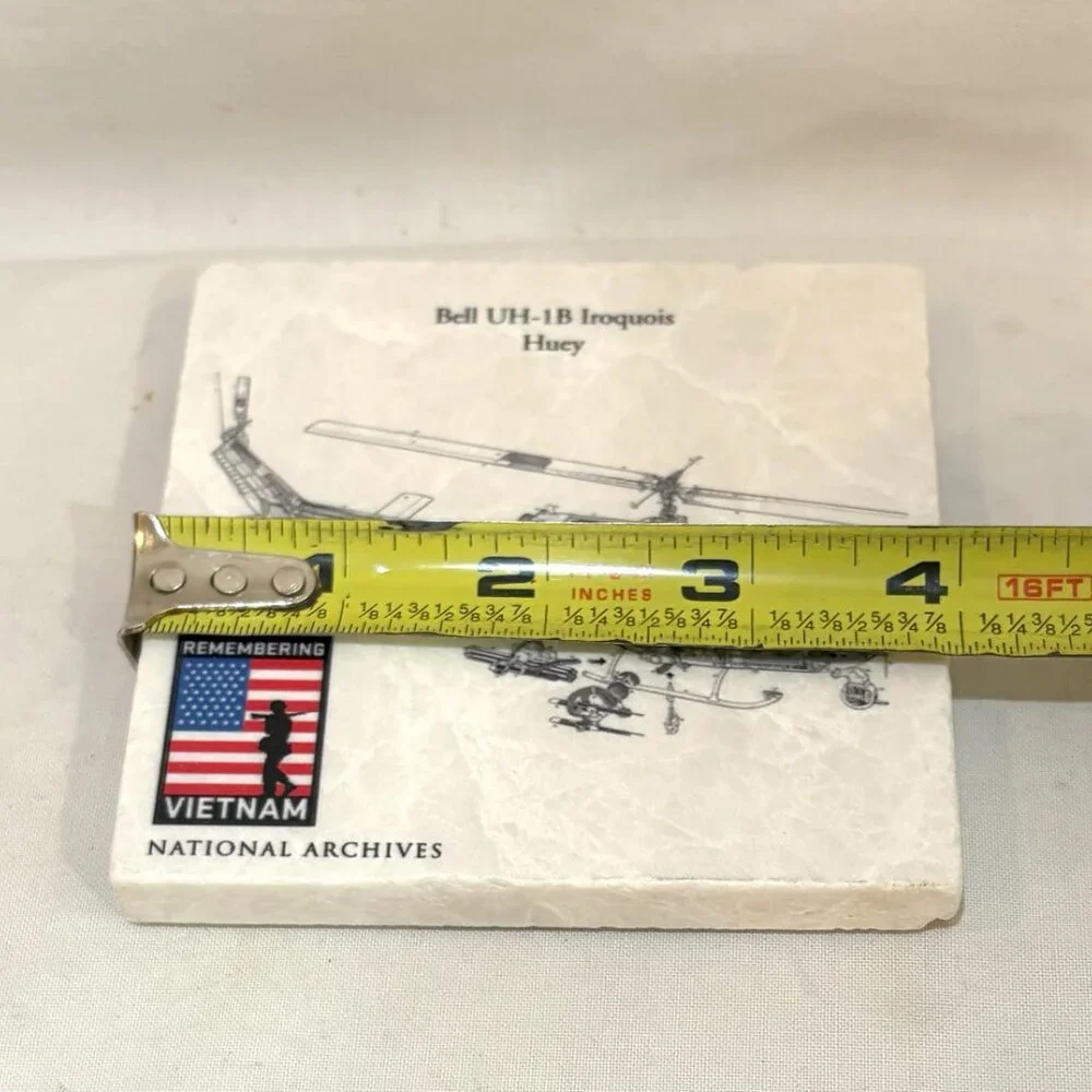 Screencraft Hand Crafted Marble Coaster Bell UH-1B Iroquois Huey Original Box